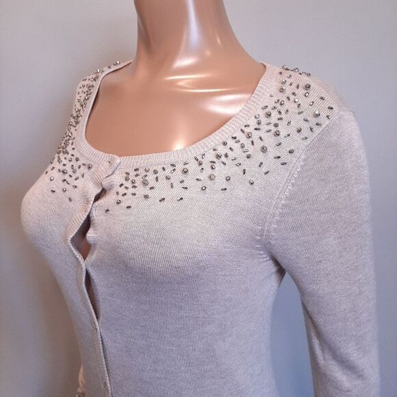 🍁COSTA BLANCA Beaded Button Front Cardigan Sweater Soft Viscose Knit - Picture 6 of 15